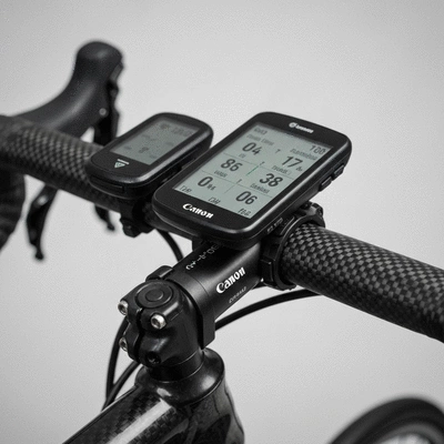 Professional cycling heart rate monitor and bike computer on handlebars