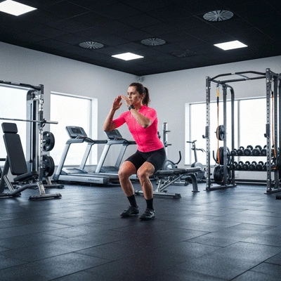 Cyclist doing strength training exercises in a modern gym setting